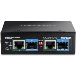 TRENDnet TI-BF22SFP Industrial Gigabit SFP Media Converter, IP30, DIN rail or wall mount